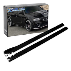86.5 Inch/2.2M Car Lower Side Skirts Protect Rocker Panel Splitter Winglets Diffuser Bottom Line Extension Body Kit Universal Fit Most Vehicles (Glossy Black w/ Black Strip)