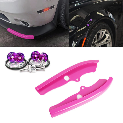 2X Front Bumper Lip Splitter Spoilers Protector Corner Edge Guard Cover Trim Compatible with Dodge Challenger SRT, R/T Scat Pack 2015-2023, R/T, GT 2019-2023 (Not fit R/T Plus, SXT) Pink