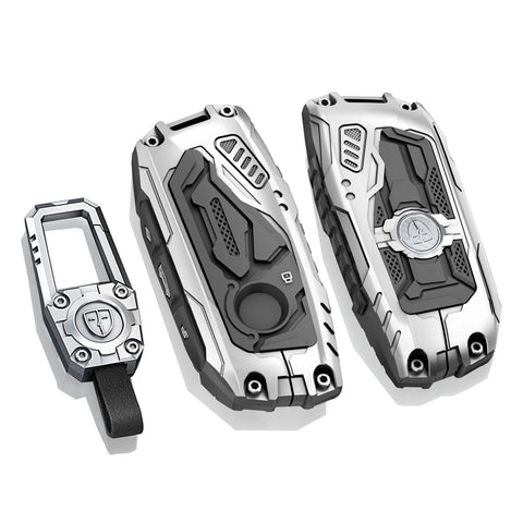 x xotic tech Mech Style Heavy Metal Key Fob Cover Compatible with BMW 2023 2024 2025 X1 X5 X6 X7 i7 Xi 3 5 7 Series 740i 760i XM IX IX3 I5 I7, Zinc Alloy Key Case Protector Shell Keychain