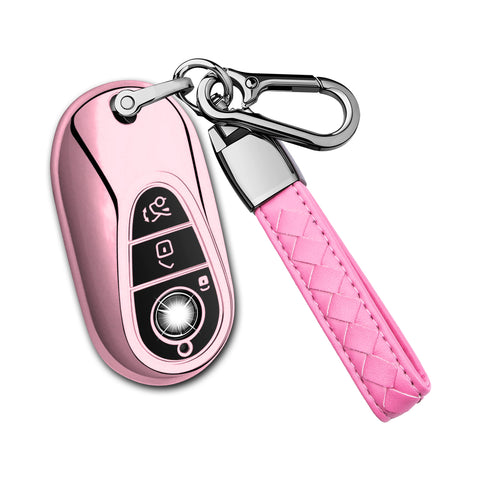 Pink Soft TPU Full Protect Remote Key Fob Cover For Mercedes-Benz S-Class 2020+