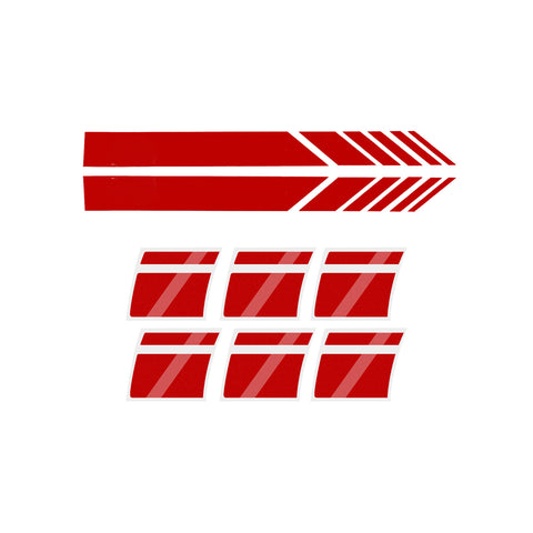 Auto Universal Fit Racing Style 4Pcs Front Hood Fender Double Hash Stripe Stickers + 6Pcs Reflective Wheels Rim Safety Warning Stickers+ 4Pcs Rearview Mirror Slash Mark Decals Set