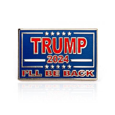 Donald Trump 2024 I'LL BE BACK Patriotic USA Flag Metal Tie Tack Badge Pin 2pcs