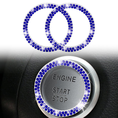 1/2 Packs Bling Diamond Car Engine Start Stop Button Surround Decor Ring Cover