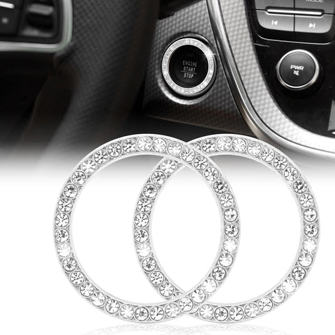 Crystal Rhinestone Car Engine Start Stop Button Bling Ring Cover Accessories
