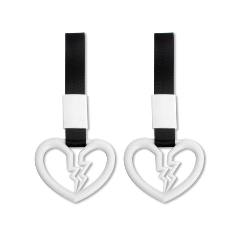 Xotic Tech 2 Pieces JDM Broken Heart Shaped Tsurikawa Car Handle Straps Rear Bumper Warning Ring Subway Train Bus Handle Drift Charm for Cars, SUV Interior Exterior Decoration