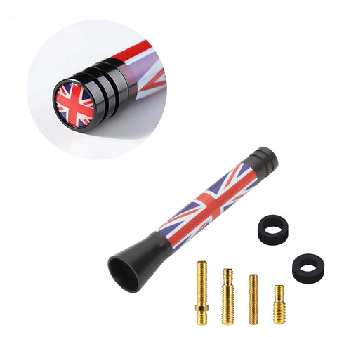 Xotic Tech Car Short/Long Antenna Union Jack Flag Checkerboard Theme Compatible with Mini Cooper All Models