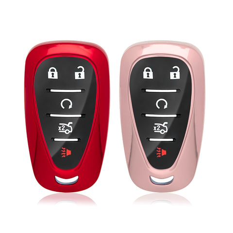 2pcs TPU Key Fob Shell Full Cover Case , Compatible with Chevrolet Camaro Malibu Impala Cruze Volt Bolt Equinox Tahoe Traverse - 3/4/5 Buttons Key