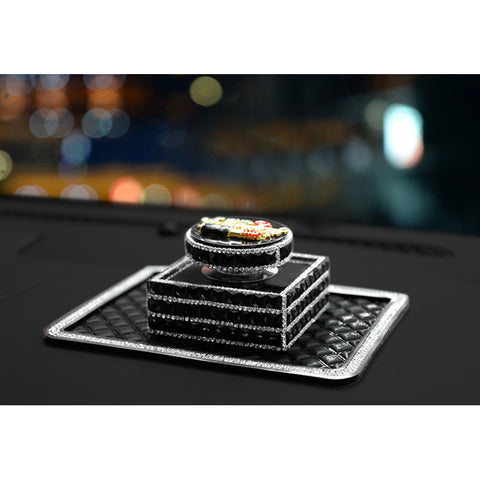 Sparkly Anti-Slip Car Cup Holder Coasters Dashboard Sticky Pad Mat Combo Kit