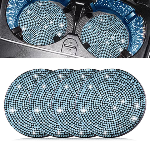 2pcs Cute Bling Car Cup Holder Coaster with Rhinestone Auto Interior Accessories