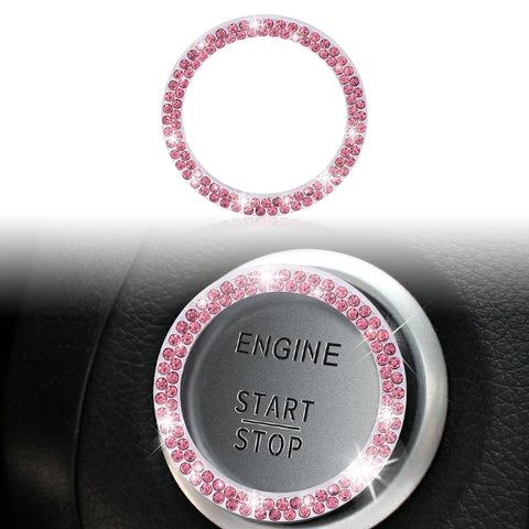 1/2 Packs Bling Diamond Car Engine Start Stop Button Surround Decor Ring Cover