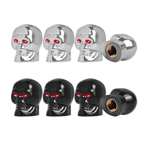 Skull Style Tire Stem Valve Caps Wheel Valve Covers Car Dustproof Tires Cap 8pcs