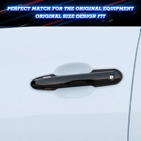 Side Door Handle Cover Trim w/ Keyless Hole Compatible with Toyota Rav4 2019-2024 Highlander 2020-up, Gloss Black (4pcs)