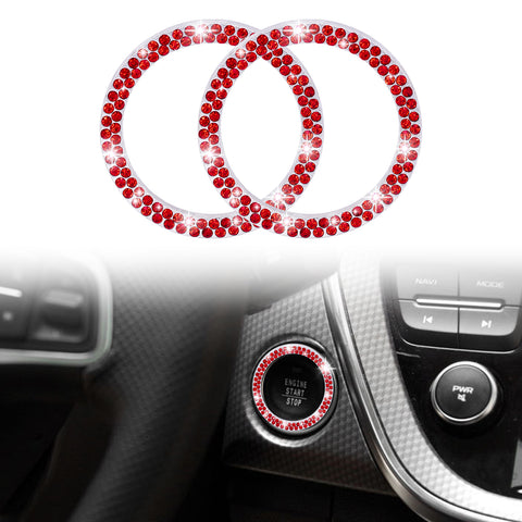 1/2 Packs Bling Diamond Car Engine Start Stop Button Surround Decor Ring Cover