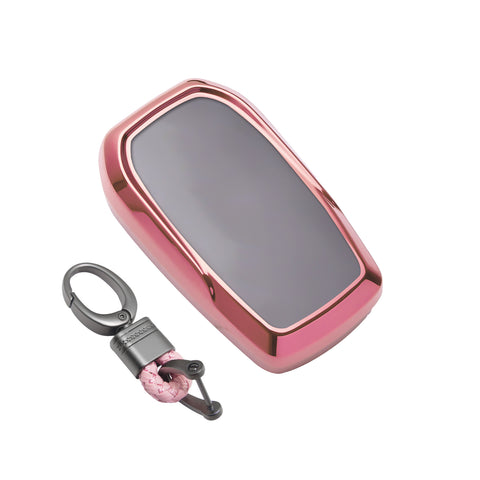 Soft TPU Key Fob Shell Full Cover Case w/Keychain, Compatible with Toyota Land Cruiser Sienna Venza Fortuner Rav4 Prime Smart Keyless Entry Key