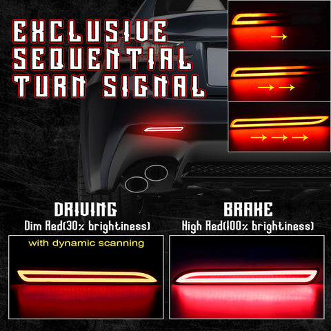 LED Rear Bumper Reflector Brake Light for Toyota Camry Matrix Sienna Venza Avalon Sienna/for Lexus IS-F GX470 RX300, Red Lens