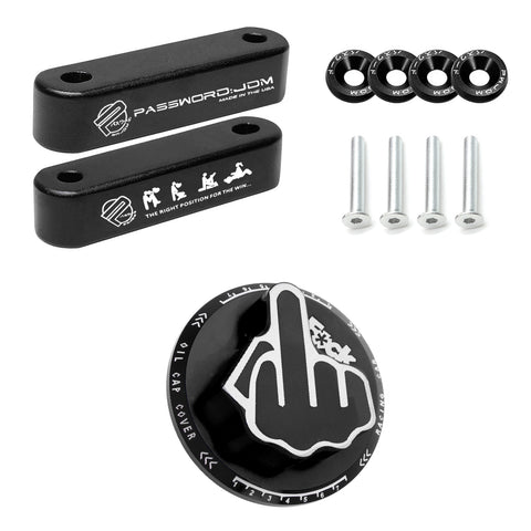 Car Fuel Oil Tank Cap+Hood Vent Spacer Risers For Honda Civic CRX Acura Integra