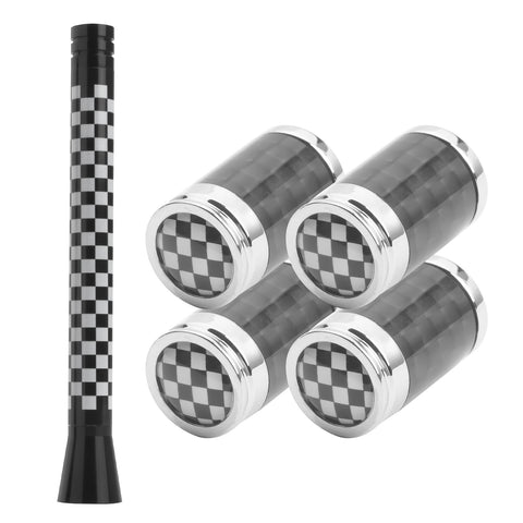 Set Union Jack Antenna w/Chrome Tire Valve Stem Caps Dust Cover For Mini Cooper