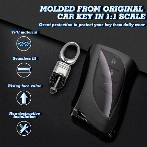 Key Fob Cover with Keychain Soft TPU Full Protection Key Case Shell, Compatible with Lexus ES350 ES300h LC500 LC 500h LS500 LS500h UX250h GX460 UX200