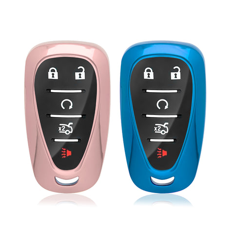 2pcs TPU Key Fob Shell Full Cover Case , Compatible with Chevrolet Camaro Malibu Impala Cruze Volt Bolt Equinox Tahoe Traverse - 3/4/5 Buttons Key