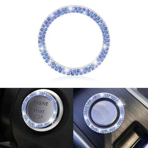 1/2 Packs Bling Diamond Car Engine Start Stop Button Surround Decor Ring Cover