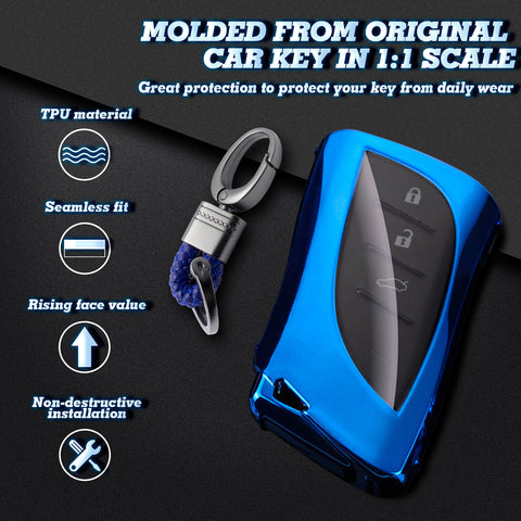 Key Fob Cover with Keychain Soft TPU Full Protection Key Case Shell, Compatible with Lexus ES350 ES300h LC500 LC 500h LS500 LS500h UX250h GX460 UX200