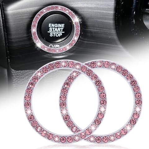 Crystal Rhinestone Car Engine Start Stop Button Bling Ring Cover Accessories