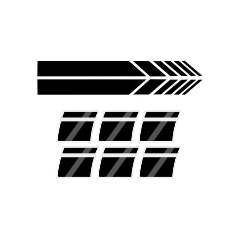 Auto Universal Fit Racing Style 4Pcs Front Hood Fender Double Hash Stripe Stickers + 6Pcs Reflective Wheels Rim Safety Warning Stickers+ 4Pcs Rearview Mirror Slash Mark Decals Set