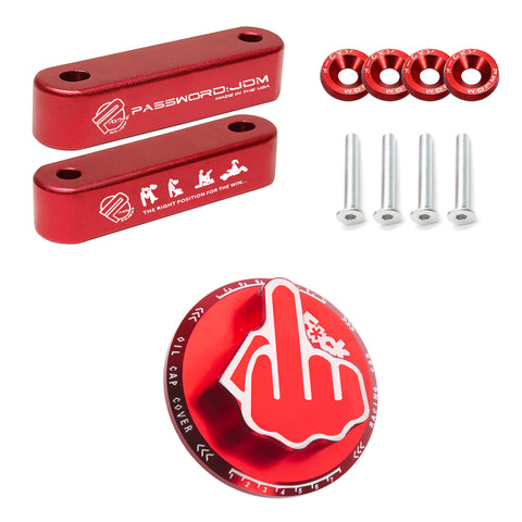 Car Fuel Oil Tank Cap+Hood Vent Spacer Risers For Honda Civic CRX Acura Integra