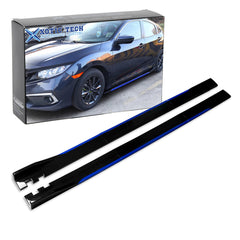 86.5 Inch/2.2M Car Lower Side Skirts Protect Rocker Panel Splitter Winglets Diffuser Bottom Line Extension Body Kit Universal Fit Most Vehicles (Glossy Black w/ Blue Strip)
