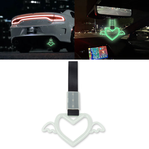 x xotic tech JDM Angel Wing Shaped Tsurikawa Subway Train Bus Handle Straps Drift Charm Rear Bumper Warning Loops Ring for Cars, SUV Interior Exterior Decoration