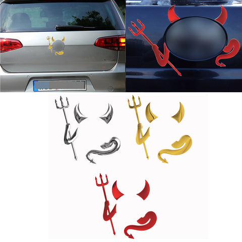 1pc x 3D Silver Chrome Devil Demon Sticker Decal Auto Car Emblem Decal Decoration