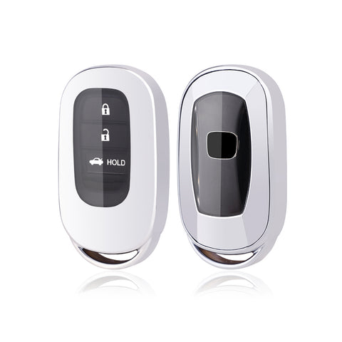 Silver Soft TPU Full Protect Remote Smart Key Fob Cover w/Keychain For Honda Accord Civic 2022