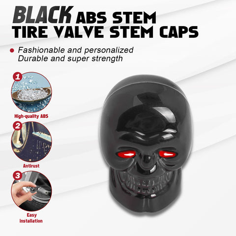 Skull Style Tire Stem Valve Caps Wheel Valve Covers Car Dustproof Tires Cap 8pcs