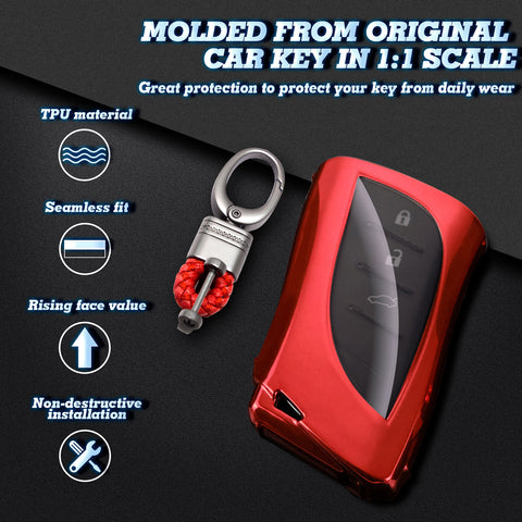 Key Fob Cover with Keychain Soft TPU Full Protection Key Case Shell, Compatible with Lexus ES350 ES300h LC500 LC 500h LS500 LS500h UX250h GX460 UX200