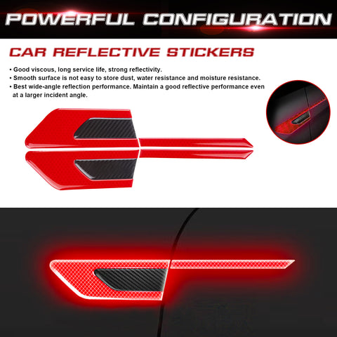 Blue Reflective Carbon Fiber Car Side Door Warning Protector Guard Decals 11.6"