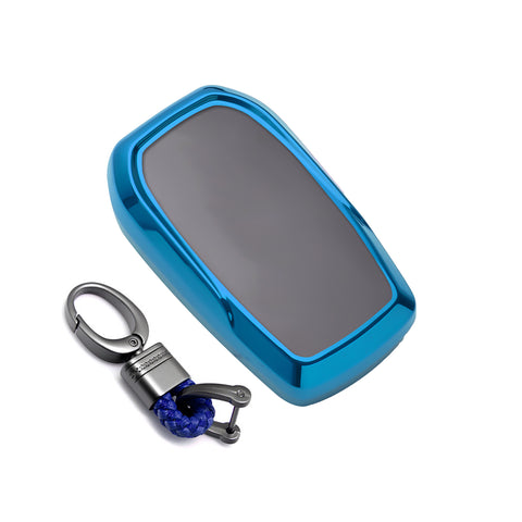 Soft TPU Key Fob Shell Full Cover Case w/Keychain, Compatible with Toyota Land Cruiser Sienna Venza Fortuner Rav4 Prime Smart Keyless Entry Key