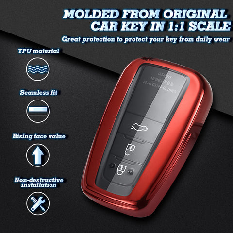 Blue / Black / Red / Rose Gold / Silver Full Protection Soft TPU Smart Key Fob Cover for Toyota Prius Prime GT 86 Camry Hybrid C-HR Corolla Hatchback RAV4 Avalon