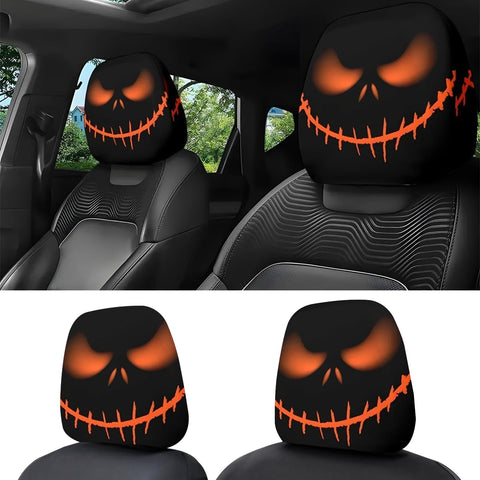 Auto Universal Fit Front Seat Halloween Scary Personalized Mask Head Rest Cover