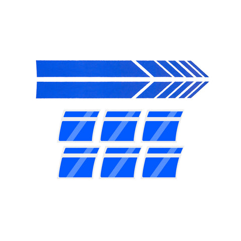 Auto Universal Fit Racing Style 4Pcs Front Hood Fender Double Hash Stripe Stickers + 6Pcs Reflective Wheels Rim Safety Warning Stickers+ 4Pcs Rearview Mirror Slash Mark Decals Set