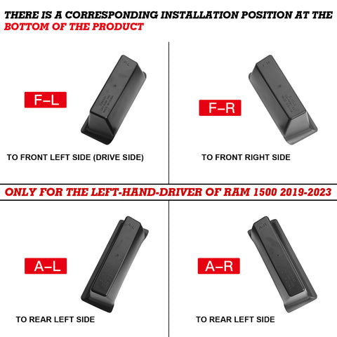 Door Side Organizer Tray, Insert Driver and Passenger Door Armrest Pocket Storage Box Compatible with Ram 1500 2019-2023 (Not fit Ram 2500 and Ram 3500) - 4PCS