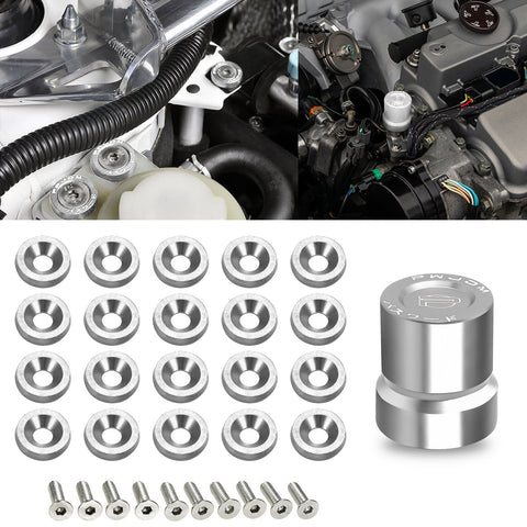 JDM VTEC Solenoid Valve Cover Cap Fender Bumper Engine Bay Washer Kit For Honda