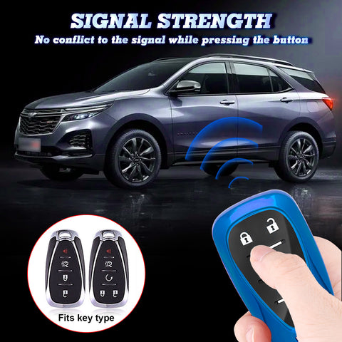 TPU Key Fob Shell Full Cover Case w/ Keychain, Compatible with Chevrolet Camaro Malibu Impala Cruze Volt Bolt Equinox Tahoe Traverse 3/4/5 Buttons Key