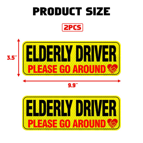 x xotic tech Elderly Driver Car Magnet Reflective Senior Driver Magnet Signs for Car Old People Gag Gifts Yellow Sign Magnetic Bumper Sticker for Grandma Grandpa