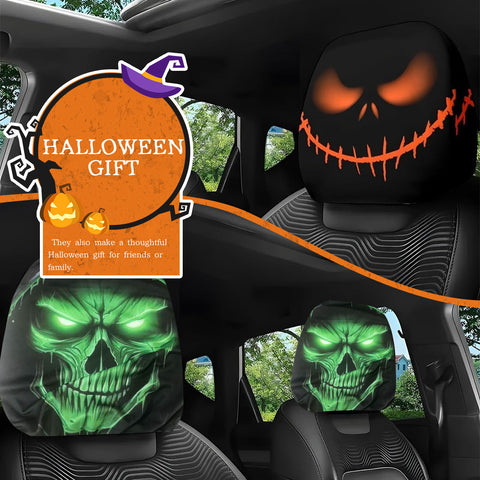 Auto Universal Fit Front Seat Halloween Scary Personalized Mask Head Rest Cover