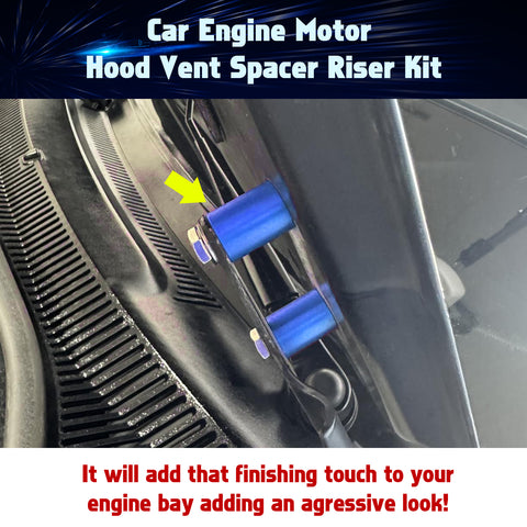 4Sets Steel Bulkhead Riser Kit, Engine Motor Hood Vent Spacer Riser, 1 inch 8mm Aluminum Alloy Engine Hood Ventilation Spacer for Auto Engine Turbo Swap