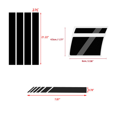 Universal For Auto Front Fender Hood + Rearview Mirror + Wheels Hub Rim Stickers