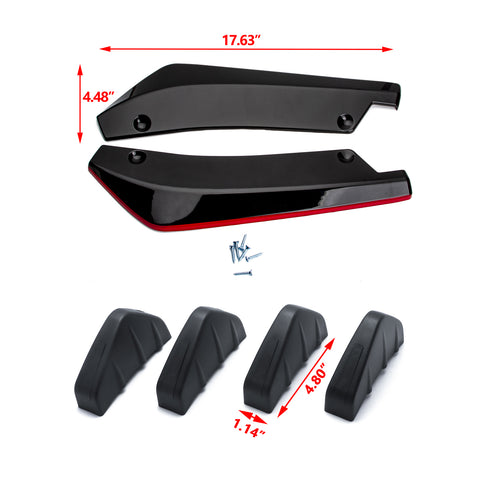 Xotic Tech JDM Rear Bumper Diffuser Valance Spoiler Fin Lip Trim Universal Car Side Fender Skirt Lip Splitter Canard Protector