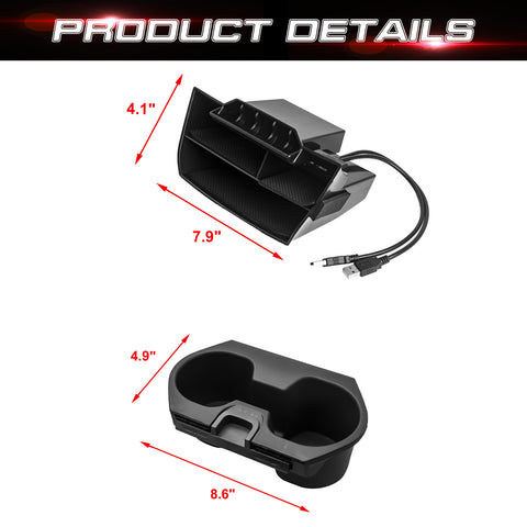 Console Storage Tray w/ USB Cable Drinking Cup Holder For Honda Civic 16-21