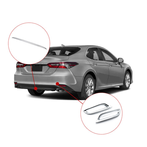 Chrome Rear Bumper Lip Fog Light Molding Cover Combo For Camry L/LE/XLE 2018-up