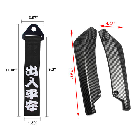 Splitters Canard Diffuser Winglet+Chinese Slogan Towing Strap Wind Universal Fit